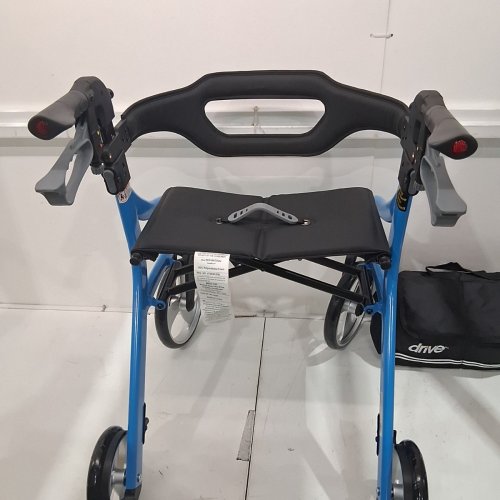 DRIVE MEDICAL NITRO SPRINT FOLDABLE ROLLATOR WALKER WITH SEAT - SUPPORTS UP TO 350LBS - BLUE (MODEL: 102662BL-T) image 6