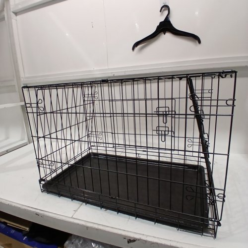 MEDIUM DOG METAL CAGE CRATE WITH TRAY, 30" X 19" X 21" - BLACK image 2