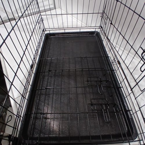 MEDIUM DOG METAL CAGE CRATE WITH TRAY, 30" X 19" X 21" - BLACK image 3