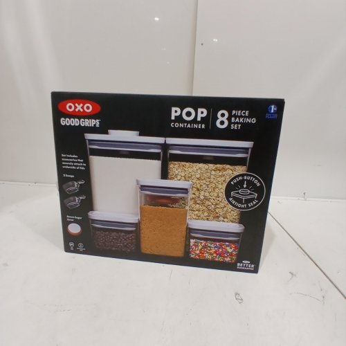 8PC OXO GOOD GRIPS BAKING ESSENTIALS POP CONTAINER SET, BAKERS, DISHWASHER SAFE - WHITE image 4