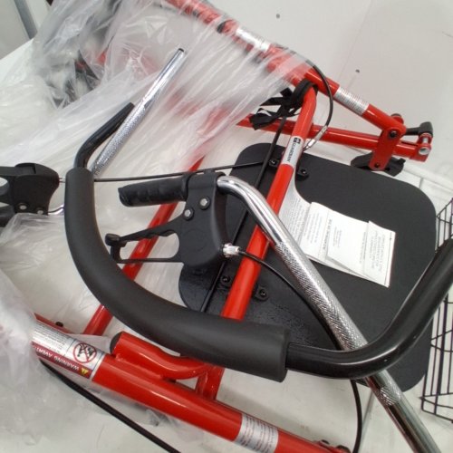 MEDLINE GUARDIAN BASIC STEEL ROLLATOR WITH 8" WHEELS ROLLING WALKER - 300LB CAPACITY - RED (MODEL: MDS86860ERS8) image 3
