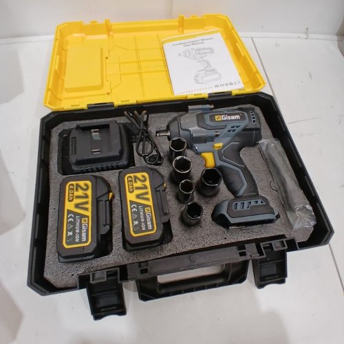 GISAM CORDLESS 1/2" IMPACT WRENCH - 21V , 4.0AH BRUSHLESS HIGH TORQUE IMPACT GUN, 4 SPEED WITH X2 4000MAH BATTERIES - FULL ACCESSORY KIT WITH CARRY CASE image 4