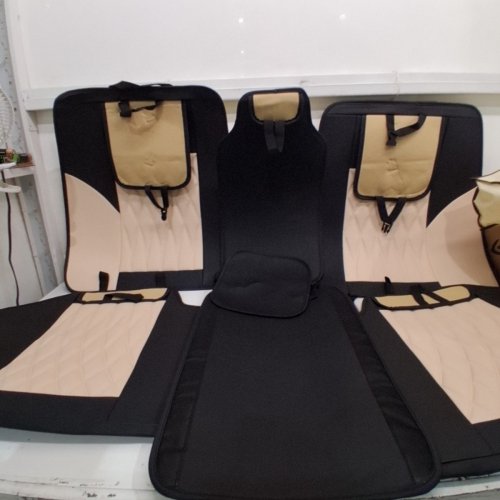 CAR LEATHER SEAT COVERS - UNIVERSAL - BLACK / BEIGE image 3