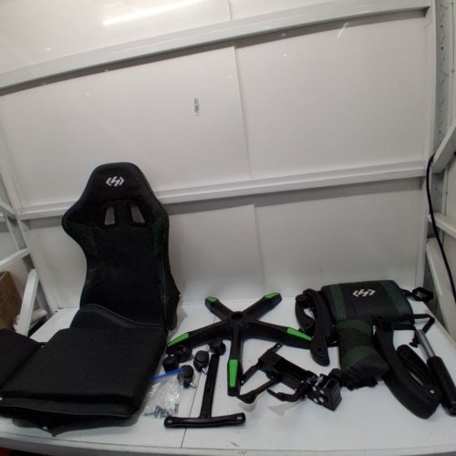 HLDIRECT ERGONOMIC GAMING OFFICE CHAIR WITH LUMBAR SUPPORT FOOTREST HEADREST - 300LB MAX - BLACK/GREEN (MODEL: DY-02 BKGN) image 2