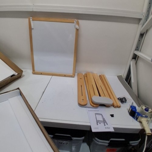 KIDS BANASUPER 3-IN-1 DOUBLE SIDED MAGNETIC CHALKBOARD & WHITEBOARD ART EASEL - NATRUAL WOOD/GREY (MODEL: BS-ZDHJ-ZN) image 2