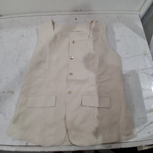 WOMEN'S SLEEVELESS SQUARE NECK BUTTON-FRONT VEST - EXTRA LARGE - BEIGE image 2