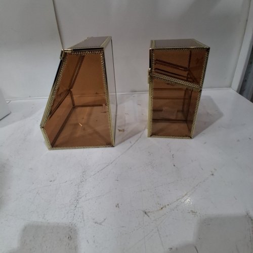 2PC CORAL HOUSE GLASS MAKEUP ORGANIZER STORAGE BOXES - ROSE GOLD (MODEL: CM-J3) image 4