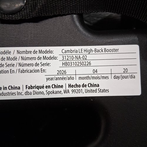 2-IN-1 DIONO HIGH-BACK BOOSTER SEAT - BLACK (MODEL: 31210-NA-02) image 2