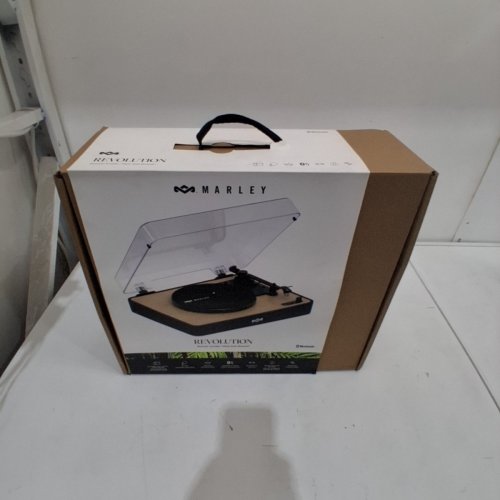 HOUSE OF MARLEY REVOLUTION WIRELESS TURNTABLE WITH DUST COVER - 3 SPEEDS, BUILT-IN BLUETOOTH - BAMBOO/BLACK (MODEL: EM-JT004-SB) image 2