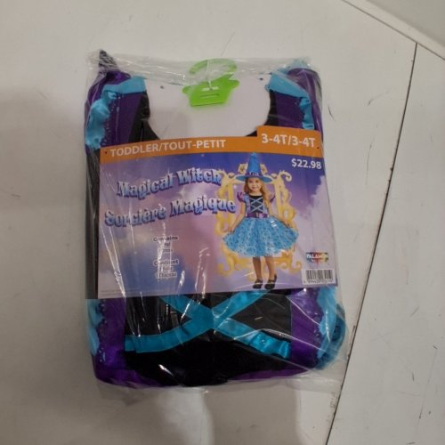 2PC TODDLER MAGICAL WITCH COSTUME DRESS AND HAT - 3-4T - BLUE/PURPLE image 3