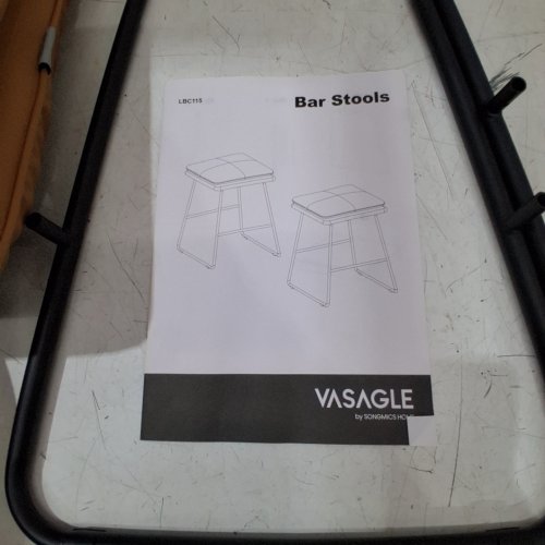 2PK VASAGLE COUNTER HEIGHT BAR STOOLS-16.5"X25.6" -BROWN/BLACK (MODEL:ULBC115K01) image 2