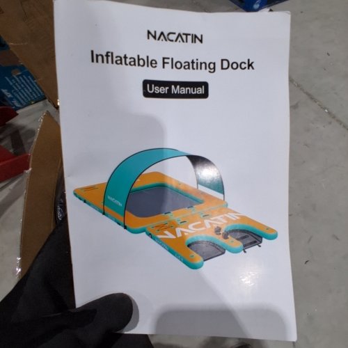 NACATIN INFLATABLE ISLAND PLATFORM DOCK WITTH SUNSHADE AND ACCESSORIES - ORAGNE/TEAL (MODEL: FD001) image 9