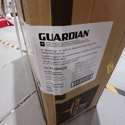 MEDLINE GUARDIAN K1 WHEELCHAIR - 16" SEAT - 300LB CAPACITY - BLACK (MODEL: K1166N22S) image 2