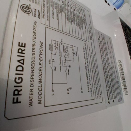 FRIGIDAIRE TOP-LOAD WATER COOLER/DISPENSER - FITS 3-5 GALLON BOTTLES - WHITE (MODEL: EFWC498) image 3