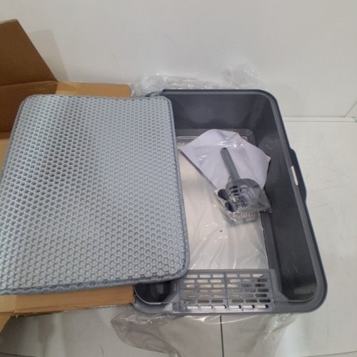 STAINLESS STEEL CAT LITTER BOX - 17" X 13" - GREY image 2