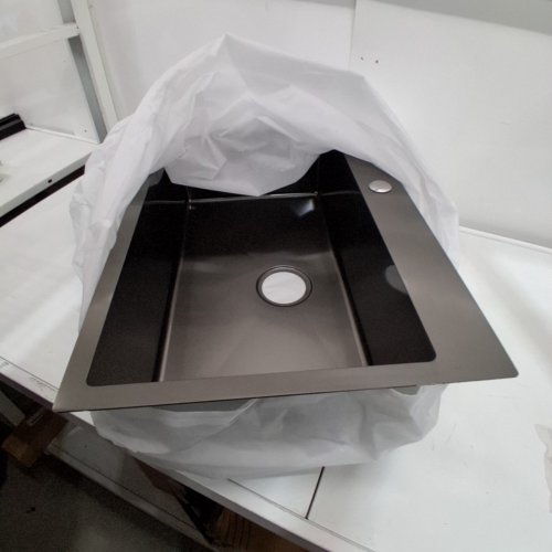 RICINUN TOPMOUNT DEEP BAR/KITCHEN SINK - 28" X 18" X 9" - BLACK image 2