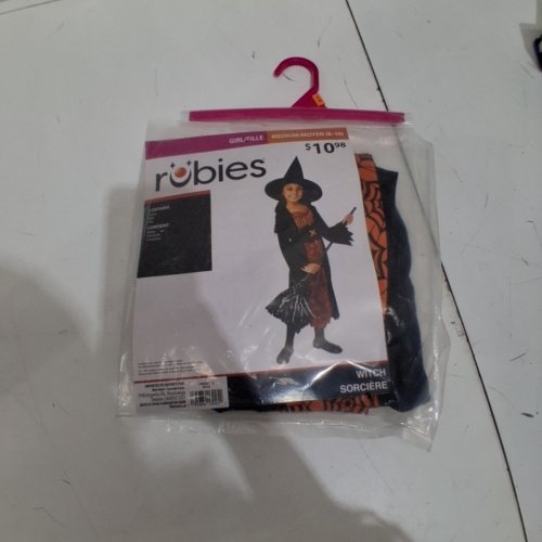 GIRL'S RUBIES WITCH COSTUME - MEDIUM (8/10) - BLACK/ORANGE (STYLE: SORCERESS) image 3