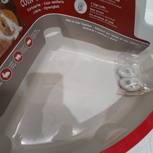 LIVING WORLD SMALL ANIMAL CORNER LITTER PAN FOR RABBITS, FERRETS & MORE - 12.5" X 8.6" X 5.7" - RED/GREY image 3