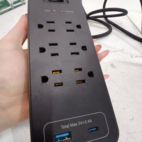2PC HUNTKEY WIDELY SPACED OUTLETS POWER BAR, 1875W/15A, - BLACK - (MODEL: SME607) image 4