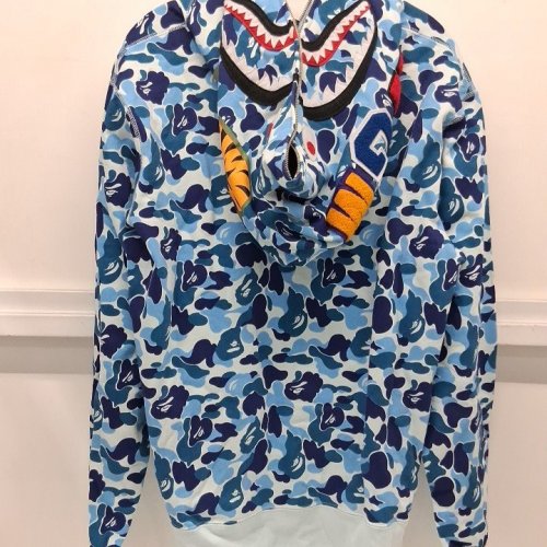 MENS A BATHING APE BAPE'S BIG ABC CAMO SHARK FULL ZIP HOODIE - EXTRA LARGE - BLUE/WHITE CAMO GRAPHIC (STYLE: 1J30115007) image 3