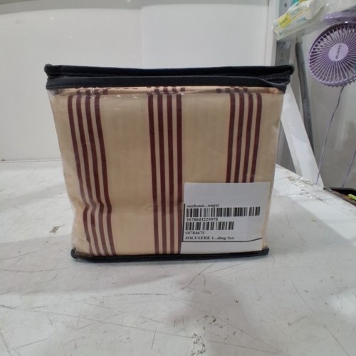3PC JOLUSERE COTTON DUVET COVER - 1 DUVET 2 SHAMS - QUEEN - BEIGE AND BURGUNDY image 2