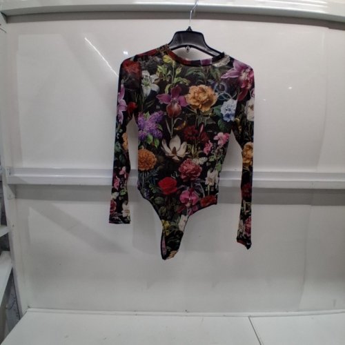 PECHES GARDEN OF EDEN LONG SLEEVE MESH BODYSUIT - MEDIUM - MULTICOLOR FLORAL image 2