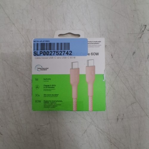 BELKIN BRAIDED USB-C TO USB-C CHARGING CABLE - 3.3FT- 60W - PINK (MODEL: CAB024) image 4