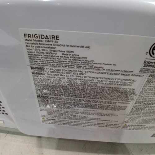 FRIGIDAIRE COMPACT COUNTERTOP MICROWAVE OVEN - 1.1 CU.FT. - BLACK/SILVER (MODEL: EMW1134) image 11