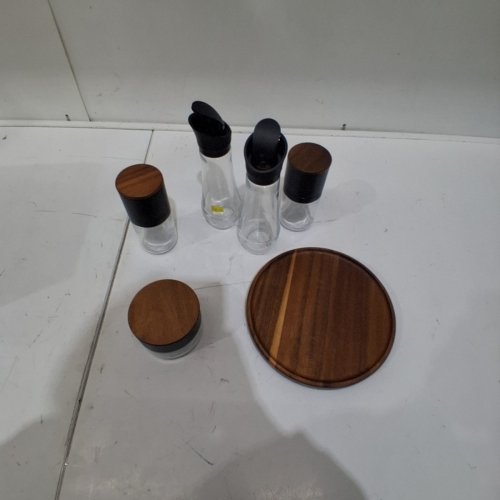 6PC TRUDEAU SEASONING STATION WITH ACACIA WOOD LAZY SUZAN BASE image 2