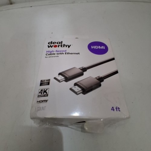 DEALWORTHY HIGH-SPEED HDMI CABLE WITH ETHERNET - 4K @ 60HZ - UP TO 18GBPS - 4FT - BLACK image 3