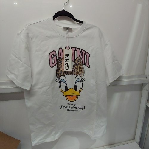 WOMEN'S GANNI DAISY DUCK GRAPHIC PRINTED T-SHIRT - SMALL - WHITE image 2