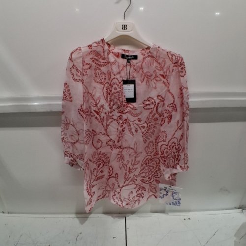 WOMEN'S BARILOCHE PRINTED PULL-OVER SHIRT - SMALL / MEDIUM - 38 - PINK / RED (STYLE : ARTE) image 2