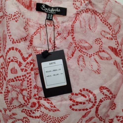 WOMEN'S BARILOCHE PRINTED PULL-OVER SHIRT - SMALL / MEDIUM - 38 - PINK / RED (STYLE : ARTE) image 6