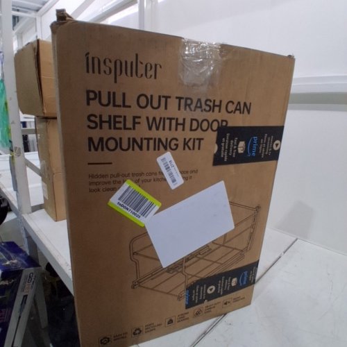 INSPUTER CARBON STEEL PULL OUT TRASH CAN SHELF WITH DOOR MOUNTING KIT - 11" X 16" X 13" - SILVER image 4