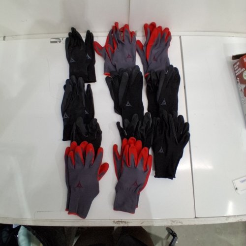 11PR HAND CREW FOAM LATEX COATED WORK GLOVES - MEDIUM - RED, GREY, BLACK (MODEL: 1769987) image 2
