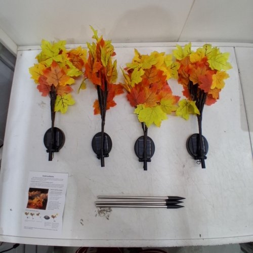 4PK DECORATIVE SOLAR MAPLE LEAF LIGHT STAKES - 25" - AUTUMN MULTICOLOUR image 5