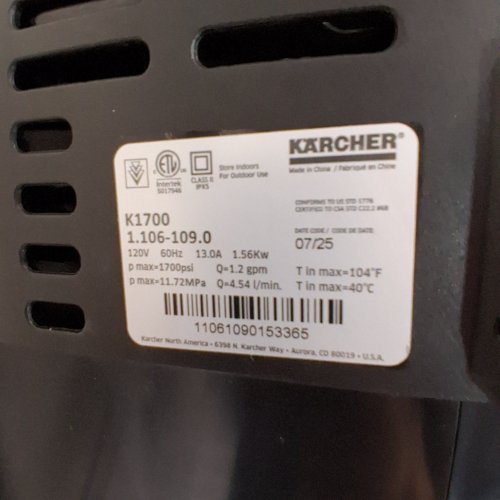 KARCHER K1700 ELECTRIC POWER PRESSURE WASHER 1700 PSI TRUPRESSURE TURBO NOZZLE INCLUDED image 7
