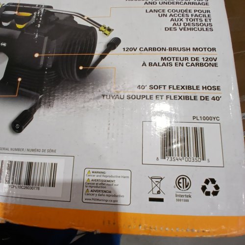 POWERPLAY ELECTRIC PRESSURE WASHER - 120 V, 2.0 GPM, 40FT HOSE - BLACK AND ORANGE (MODEL: PL1000YC) image 3