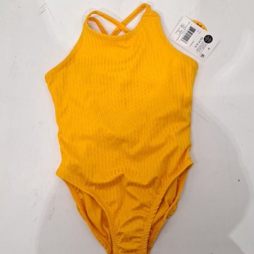 GIRL'S RIBBED ONE-PIECE SWIMSUIT - EXTRA SMALL (4-5) - YELLOW image 2