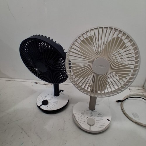 2PC LUMENA FAN STAND 4 CORDLESS DESK FANS - 4 SPEEDS, OSCILLATION - WHITE & NAVY BLUE (MODEL: 1796327) image 4