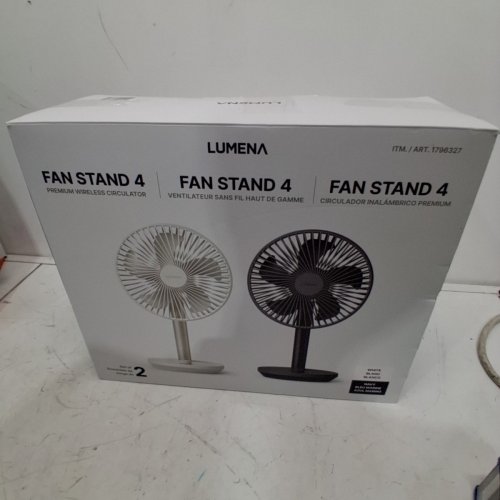 2PC LUMENA FAN STAND 4 CORDLESS DESK FANS - 4 SPEEDS, OSCILLATION - WHITE & NAVY BLUE (MODEL: 1796327) image 6