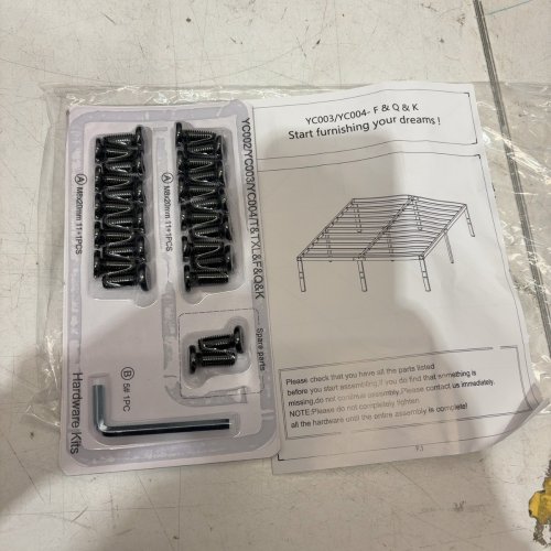 HEAVY DUTY, METAL PLATFORM, NO BOX SPRING, STEEL SLAT SUPPORT BED FRAME - FULL SIZE, 14" - BLACK (MODEL:YC-004-F) image 3