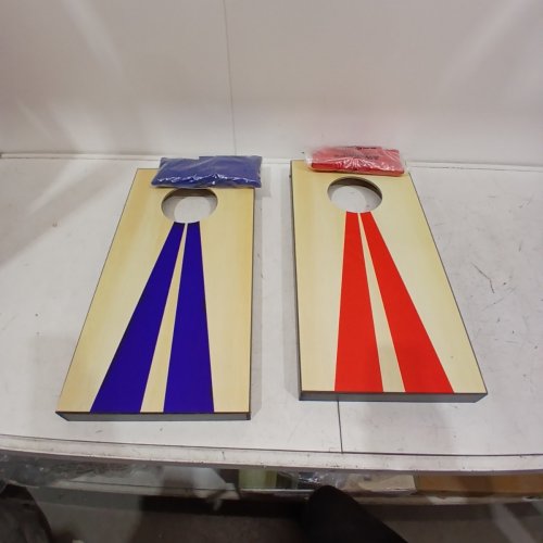 GOSPORTS PORTABLE SIZE CORNHOLE GAME SET WITH 6 BEAN BAG - 2FT X 1FT - WOOD/BLUE/RED (MODEL : CH-03-MDF-WOOD) image 2