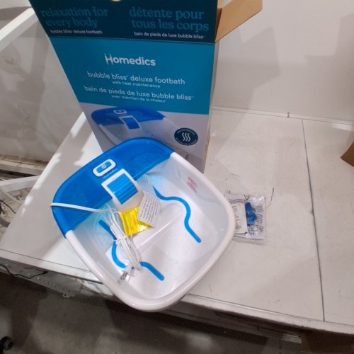 HOMEDICS BUBBLE BLISS DELUXE FOOTBATH WITH HEAT MAINTENANCE AND 3 MASSAGE ATTACHMENTS - 17" X 14" X 7" - BLUE/WHITE (MODEL: FB-50-1PK-CA) image 3