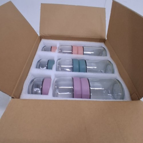 9PC OVERNIGHT OATS GLASS CONTAINERS WITH LIDS - 16OZ/10OZ/4OZ JARS, AIRTIGHT LIDS - CLEAR image 2
