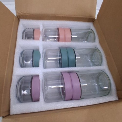 9PC OVERNIGHT OATS GLASS CONTAINERS WITH LIDS - 16OZ/10OZ/4OZ JARS, AIRTIGHT LIDS - CLEAR image 3