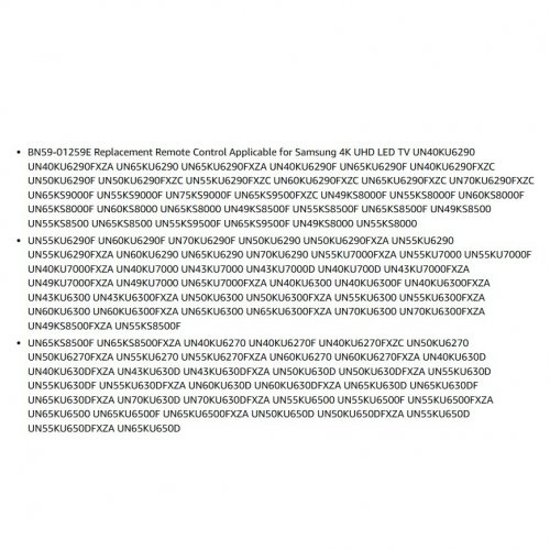 GVIRTUE REPLACEMENT REMOTE CONTROL FOR VARIOUS SAMSUNG TVS - BLACK image 2