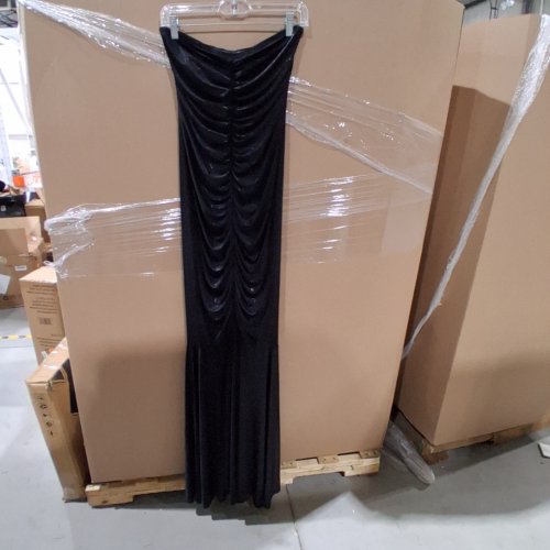 WOMEN'S NORMA KAMALI STRAPLESS SHIRRED FISHTAIL GOWN - SMALL - BLACK image 2