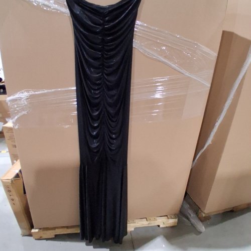 WOMEN'S NORMA KAMALI STRAPLESS SHIRRED FISHTAIL GOWN - SMALL - BLACK image 3