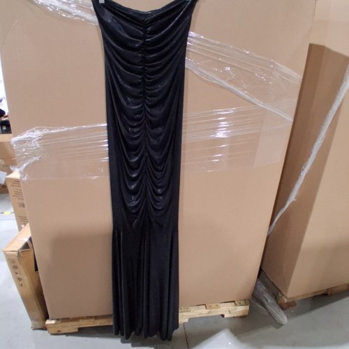 WOMEN'S NORMA KAMALI STRAPLESS SHIRRED FISHTAIL GOWN - SMALL - BLACK image 4